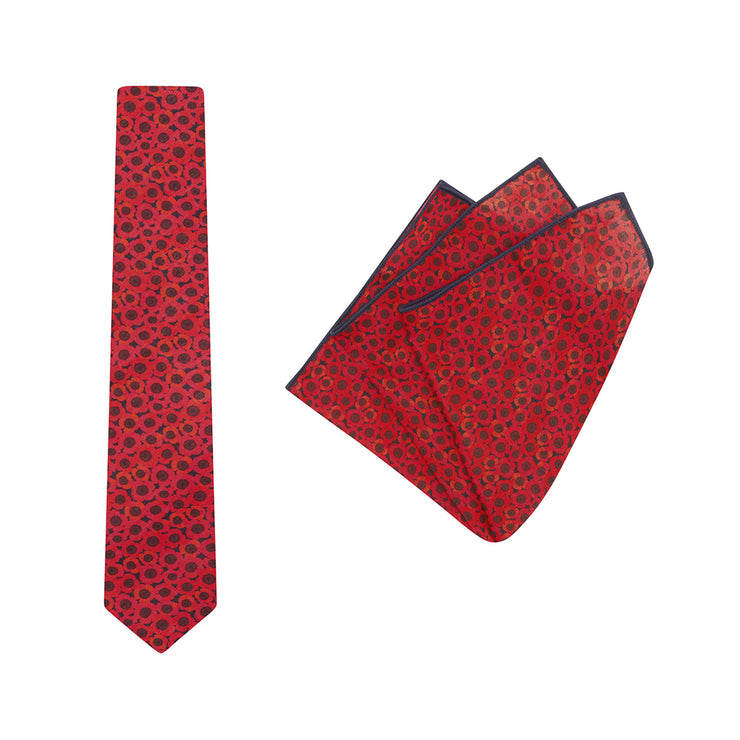 tie & pocket square 1size / red/navy