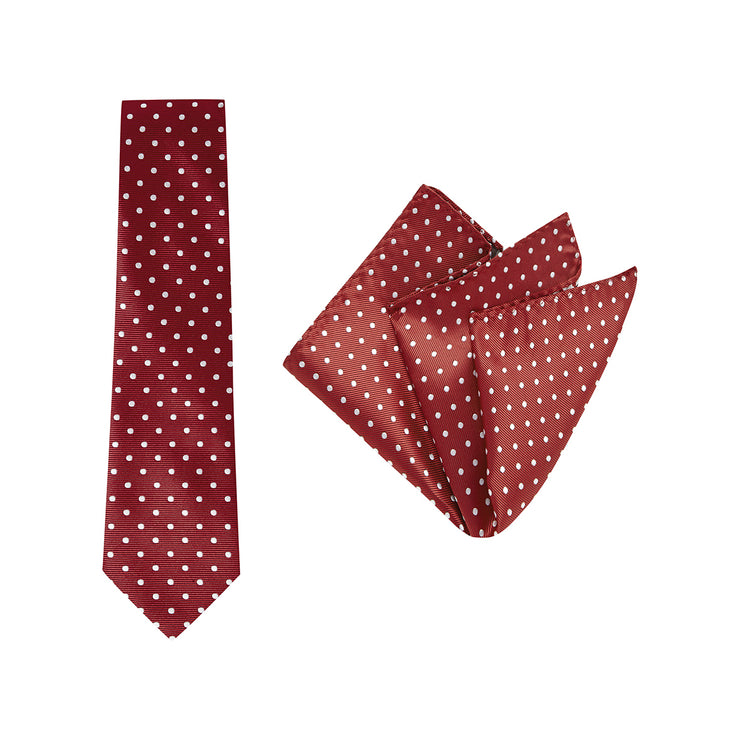 tie & pocket square, spot red
