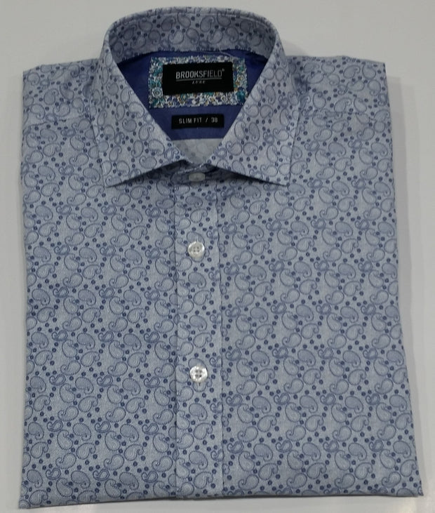 brooksfield luxe paisley print slub shirt