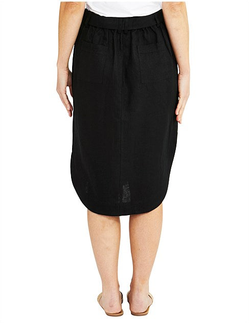 Pingpong Curved Hem Linen Skirt