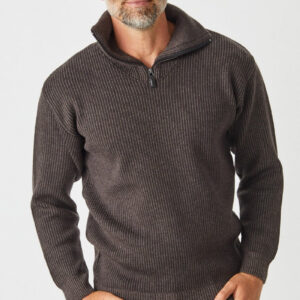 aklanda half zip shawl jumper ash brown